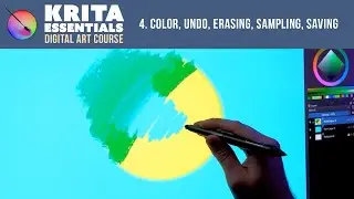 Krita Digital Art Tutorial - Color Selector, Undo, Erasing, Sampling, Saving (Lesson 4) 🎨