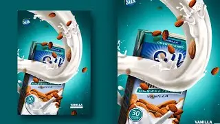 How to design a Silk Milk | Almond Poster in Photoshop | Tutorial