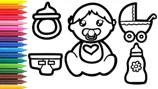 How to draw a baby for children 👶🍼 Bolalar uchun chaqaloq va aravachani qanday chizish mumkin