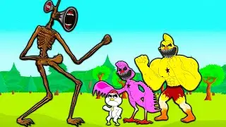 SIREN HEAD VS FAMILY MUSCLE KICKIN CHICKEN! Poppy Playtime Chapter 3 Cartoon Animation