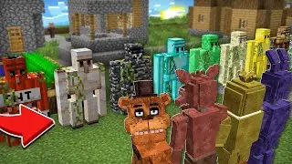 Minecraft DANGEROUS FIVE NIGHTS AT FREDDYS fighting GOLEM MOD / SECURE HOUSE !! Minecraft Mods
