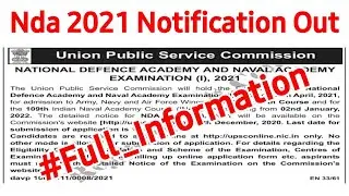 Upsc NDA 1 Official Notification Out | Nda 01|2021 Official Notification Released | Full Info |