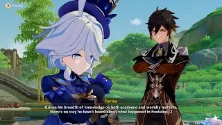 Furina meets with the Geo Archon (Zhongli) and Hu Tao at  Qiaoying Village | Genshin Impact