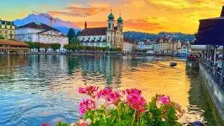 Lucerne, Switzerland 4K - Heavenly beautiful Swiss city - Walking tour in a fairytale town