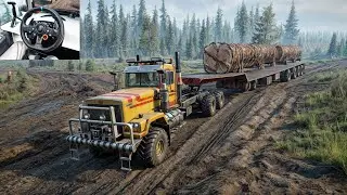 Logging With Pacific P512 PF 6X4 | SnowRunner 4k | Logitech G29 Gameplay