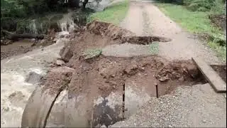 В Приморье мощный поток воды снёс дорогу в село