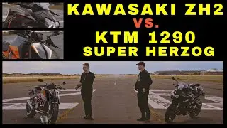 Supernaked Motorcycle Battle: Kawasaki ZH2 vs KTM 1290 Super Duke R Herzg | Gear Test & Review 2023