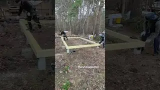 Checking The Diagonal, Leveling and Fixing The Lower Wooden Trim Beam of a Small Guest House.