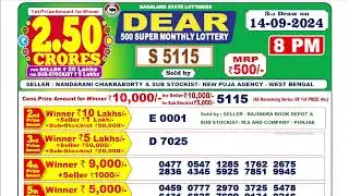 Nagaland Lottery Dear 500 Super Monthly 8pm 14.09.2024 | Lottery Live