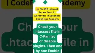 🚨 Fix 500 Internal Server Error in WordPress in Seconds! | CodePress Academy 