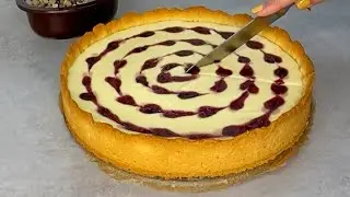 Творожный пирог с джемом на песочном тесте 🥧 и простым но красивым декором 😊 