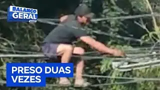 Homem flagrado tentando roubar fios de telefonia foi preso duas vezes em dez dias