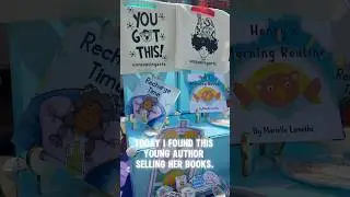 Young girl selling #childrensbooks about mental health 📚🫶🏽
