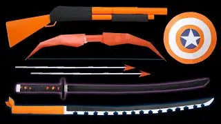 06 Origami Paper Ninja Sword, Shotgun, Sheild, Mask and Bow