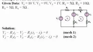 Mesh Current Analysis - 4 Examples + supermesh method