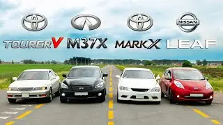 ЭТОТ ПАРЕНЬ ПСИХ! Infiniti M37x vs Mark X 3.5 vs Nissan LEAF vs Toyota Tourer V