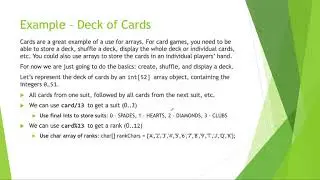 COMP1010 Arrays: Comparing, Swapping, & the Playing Cards Example