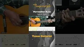 November Rain - Guns N' Roses - Fingerstyle Guitar Tutorial + TAB & Lyrics 