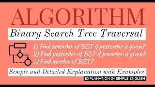 71. How to Find Preorder, Postorder & Inorder of Binary Search Tree | Tree Traversal | Algorithm