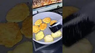 Zucchini pancakes. Tasting pancakes, with sour cream. Awesome delicious.