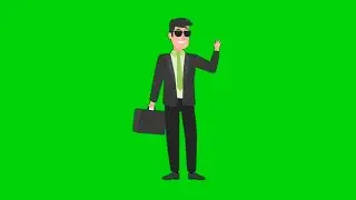 Businessman walking cartoon green screen effect HD Footage