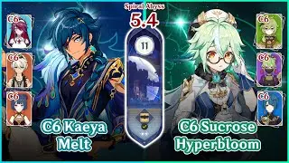 【Genshin Impact】Spiral Abyss 5.4 Floor 11 - Kaeya Melt & Sucrose Hyperbloom Team | Full Stars⭐