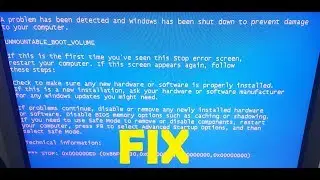 0X000000ED Blue Screen of Death a FIX for any Windows