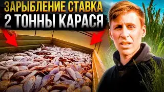 Зарыбление ставка , 2 ТОННЫ карася , вносим известь и варим раков )