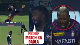 Hardik Pandya laughing when Andre Russell was shouting in anger after David Miller's catch drop