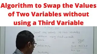 Algorithm to Swap the Values of two Variables without using a Third Variable | Class 15