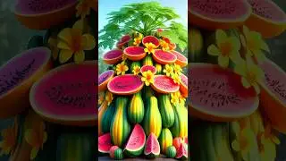 Easy and fast technique for planting and growing hybrid fruit trees of watermelon and papaya.
