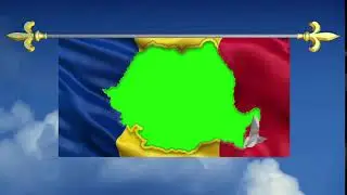 Green Screen Romanian Map On A Waving Flag