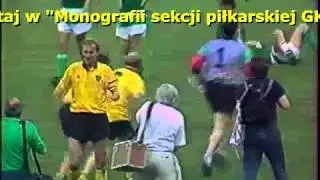 Radośc piłkarzy i kibiców GKS Katowice ze zdobycia Pucharu Polski 1991