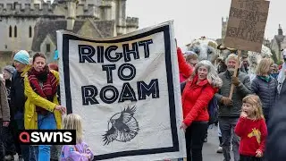 Hundreds gather at Lord Bathurst's estate to protest at first entry fees in 300 years | SWNS