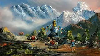 Nepali Painting | Painting a Beautiful Mountain Landscape with Acrylics | Art Candy | Nepali Artist