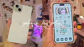 🫧iPhone 15 plus aesthetic unboxing + accessories🌿 | genshin & honkai star rail