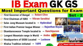 IB Exam GK GS | Part 2 | Intelligence Bureau important questions | IB ACIO Previous Year Gk Mcq
