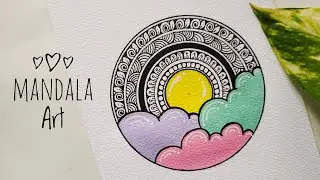 mandala art for beginners | pastel color clouds ☁️ | mandala drawing tutorial | easy drawing |color