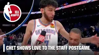 Chet Holmgren SHOWS THE LOVE for OKC staff in postgame interview 🤝 | NBA on ESPN