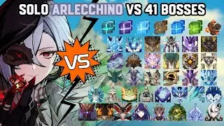 Solo C0R1 Arlecchino vs 41 Bosses (WL 9) Without Food Buff | Genshin Impact
