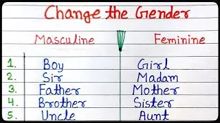 20 Gender Name | Masculine and Feminine | change the gender | opposite gender | male and female