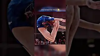How can she do this and then land back on the Beam🤯 
