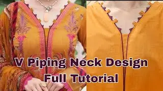 V Piping Neck Kurti Design: Neck Design Cutting and Stitching | Needle Girl