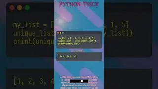 Obtaining Unique Elements from a List | Python Trick | Learn python Tricks #python
