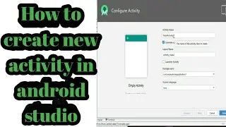 How to create new activity in android studio