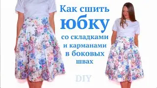 How to sew a skirt with pleats and pockets in the side seams / Summer Jacquard Skirt 