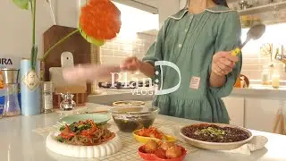 ENG│셀프 생일상 차리는 자취 일상. 에프로 바싹 불고기 만들기. 대왕 김말이와 먹기 편한 포켓 토스트