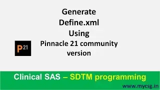 Create define.xml using Pinnacle 21 (P21) community