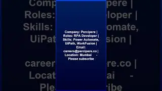 RPA UiPath Developer Role@Percipere