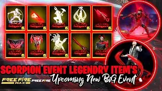 Upcoming Scorpion Event Free Fire 🦂 Scorpion Bundle & All Emotes & Item's Free Fire